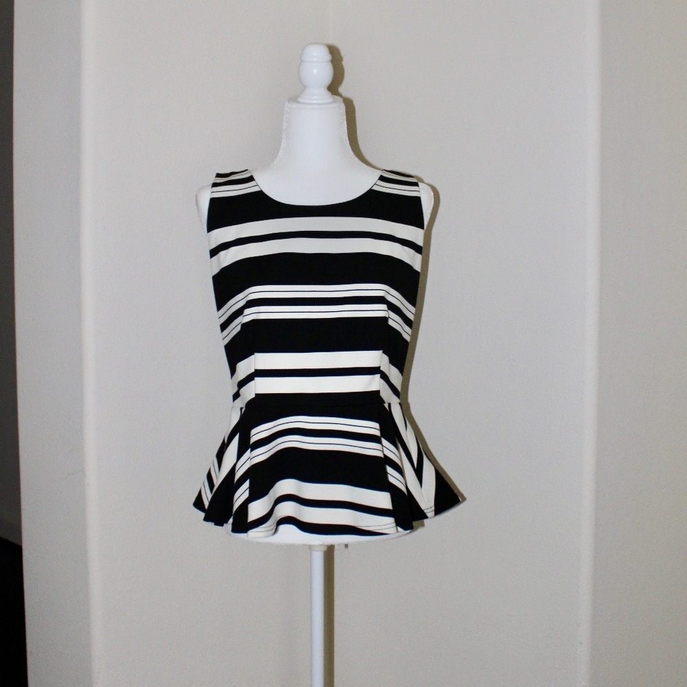 INC Elegant striped peplum top - NWT